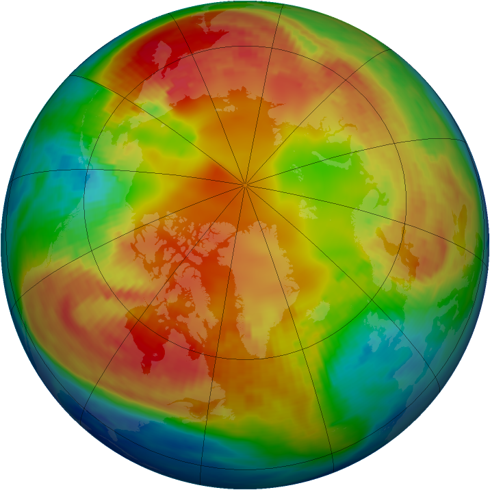 Arctic ozone map for 03 February 1985
